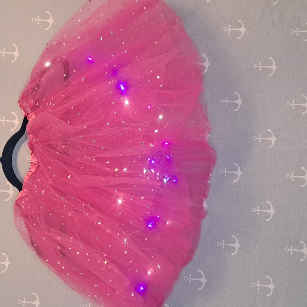 Girls' Pink Tulle Mini Skirt with Star Sequin Detail